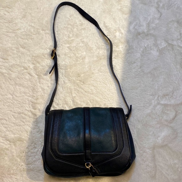 UTERQUE navy leather handbag - Picture 1 of 8